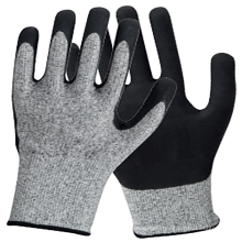 HPPE Liner Sandy Nitrile Gloves Cut Resistance 5